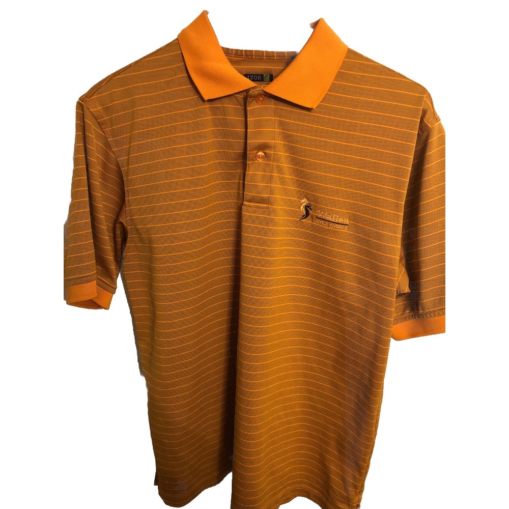 IZOD Golf Mens Orange Striped Polo With Embroidered Wailea Maui Logo. Size Small